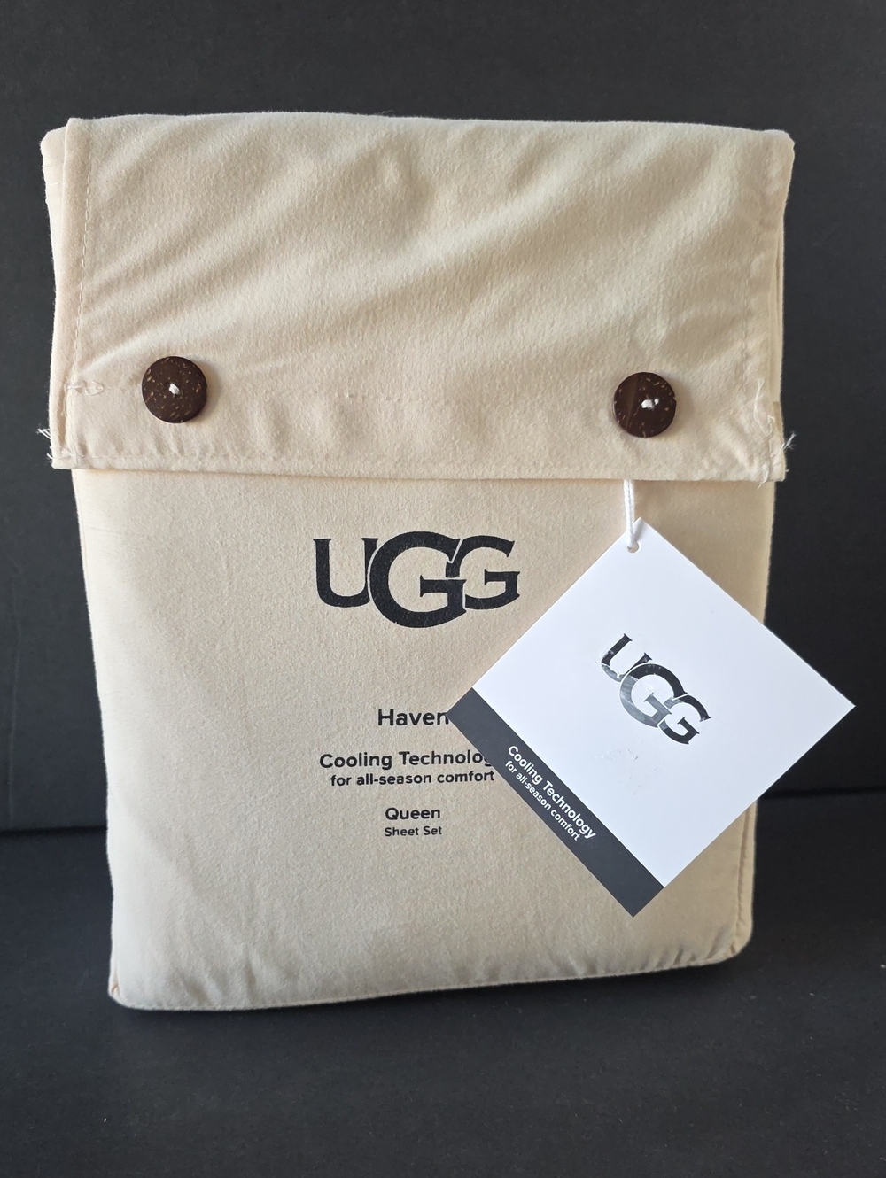 UGG Haven QUEEN Sheet Set Cooling Technology Wicking Sheet Set Light Sand New!